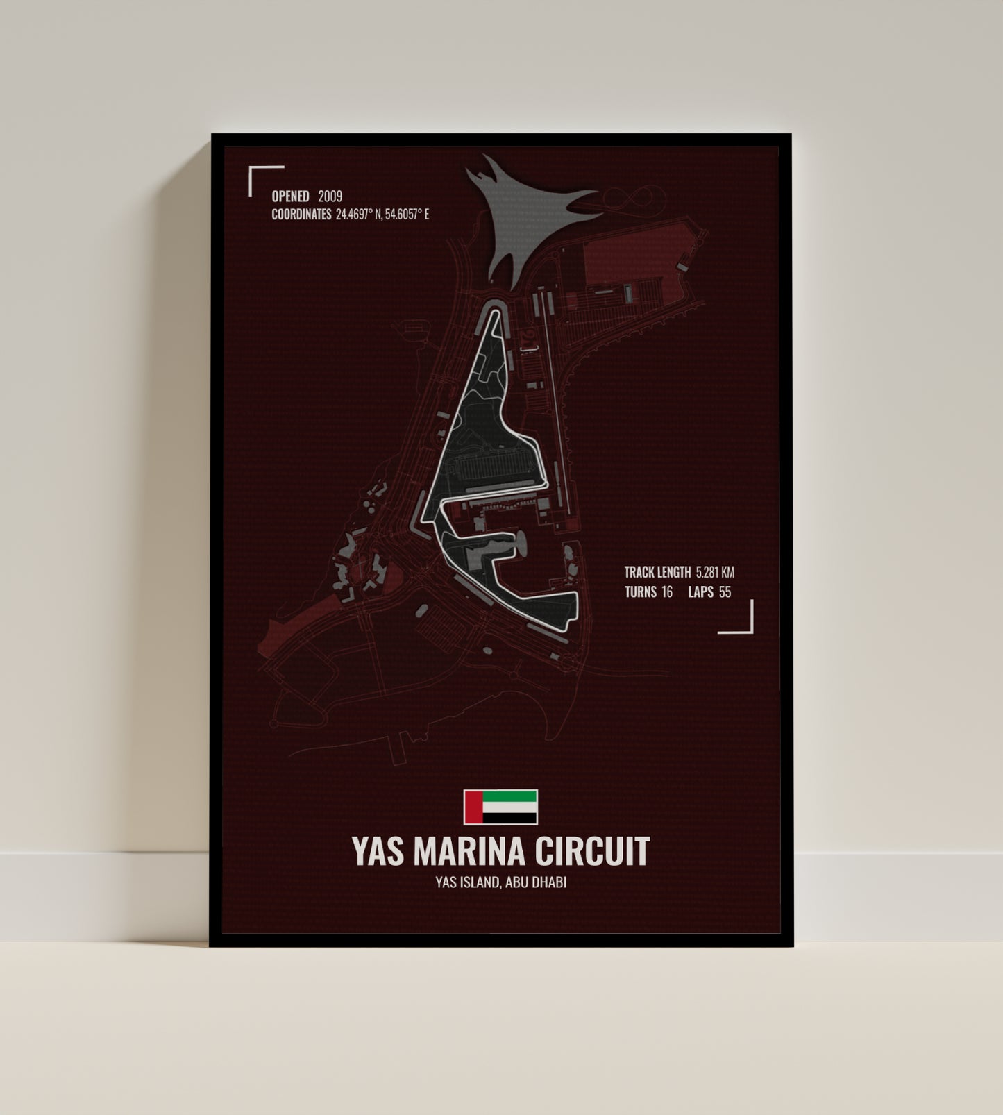 Abu Dhabi Grand Prix | F1 Track Art [Dark Maroon]