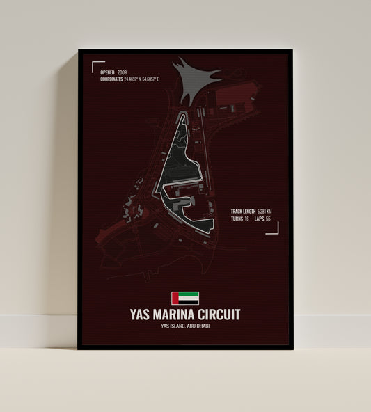 Abu Dhabi Grand Prix | F1 Track Art [Dark Maroon]